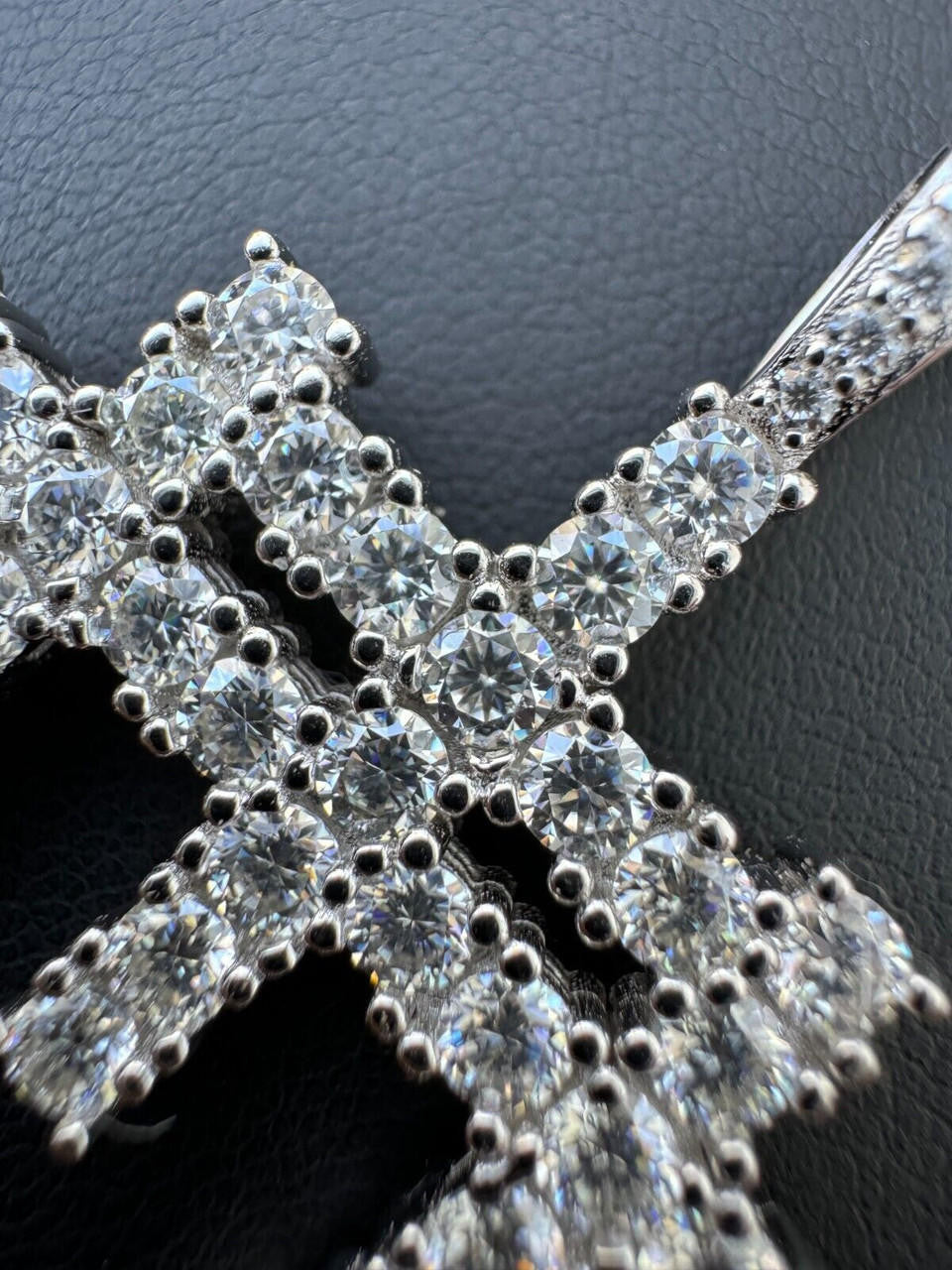 Italiano Silver, Inc. Moissanite Solid 925 Silver/Gold Plated Three Triple Cross Pendant Necklace Iced