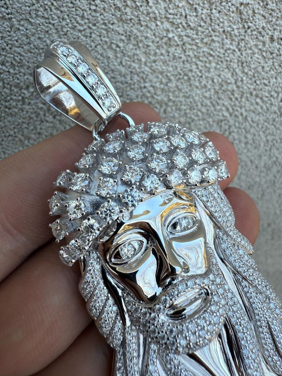 Italiano Silver, Inc. MOISSANITE Tito Biggie Smalls Kufi Jesus Piece Pendant - 925 Silver - 3 Sizes 1"-2.5"