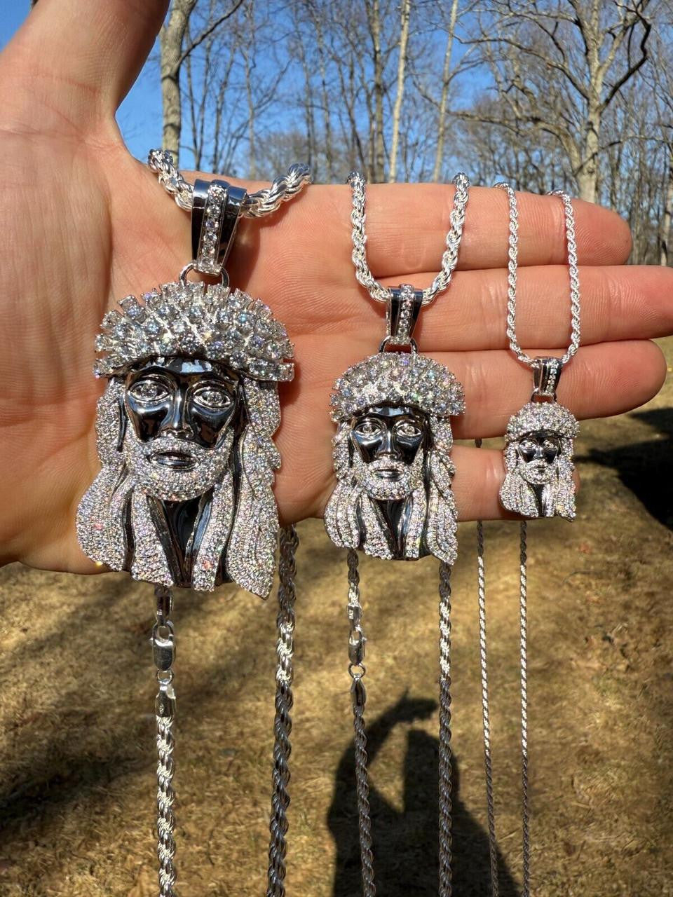 Italiano Silver, Inc. MOISSANITE Tito Biggie Smalls Kufi Jesus Piece Pendant - 925 Silver - 3 Sizes 1"-2.5"