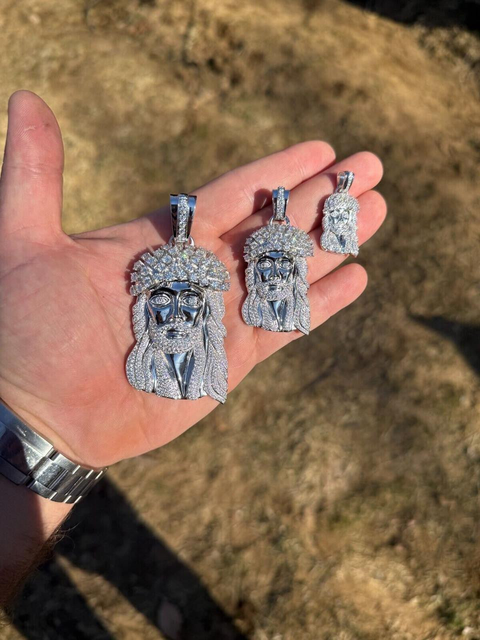 Italiano Silver, Inc. MOISSANITE Tito Biggie Smalls Kufi Jesus Piece Pendant - 925 Silver - 3 Sizes 1"-2.5"