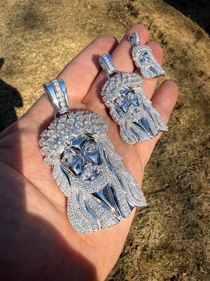 Italiano Silver, Inc. MOISSANITE Tito Biggie Smalls Kufi Jesus Piece Pendant - 925 Silver - 3 Sizes 1"-2.5"