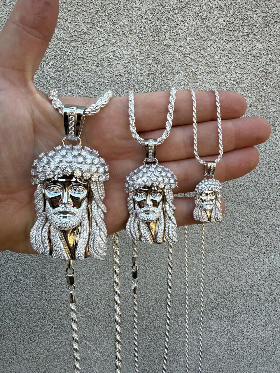 Italiano Silver, Inc. MOISSANITE Tito Biggie Smalls Kufi Jesus Piece Pendant - 925 Silver - 3 Sizes 1"-2.5"