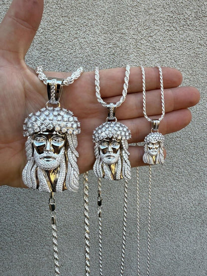 Italiano Silver, Inc. MOISSANITE Tito Biggie Smalls Kufi Jesus Piece Pendant - 925 Silver - 3 Sizes 1"-2.5"