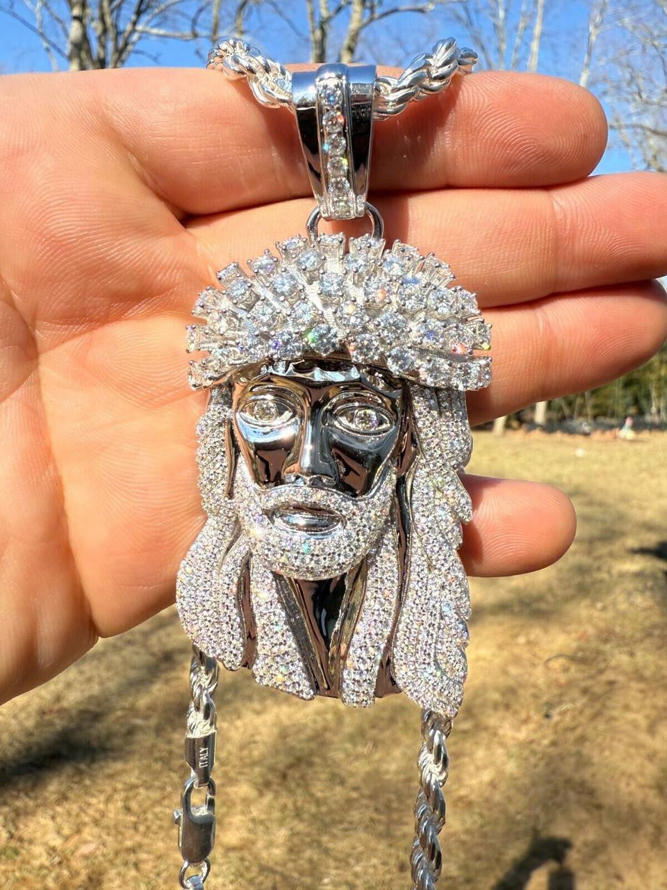 Italiano Silver, Inc. MOISSANITE Tito Biggie Smalls Kufi Jesus Piece Pendant - 925 Silver - 3 Sizes 1"-2.5"