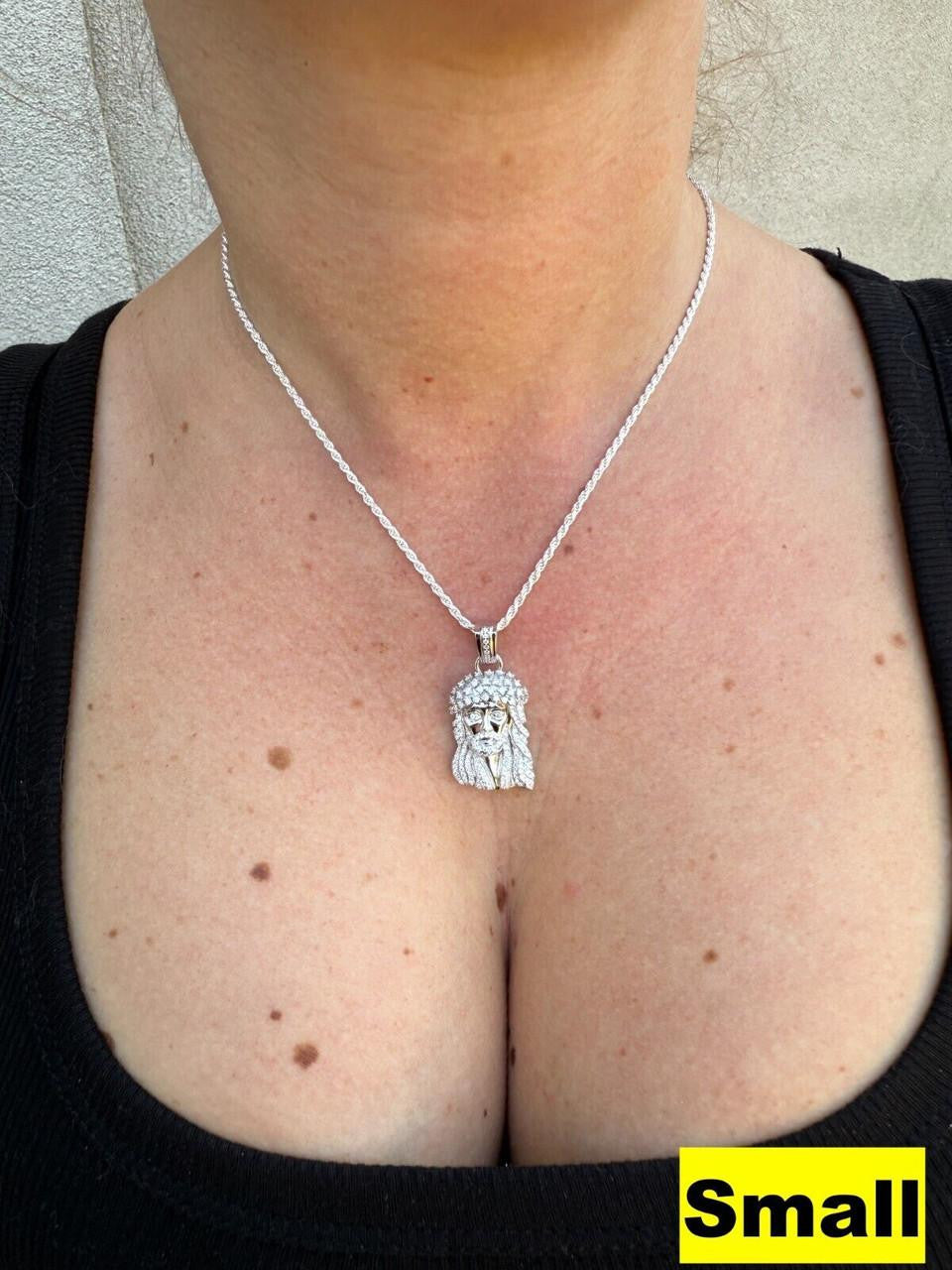 Italiano Silver, Inc. MOISSANITE Tito Biggie Smalls Kufi Jesus Piece Pendant - 925 Silver - 3 Sizes 1"-2.5"