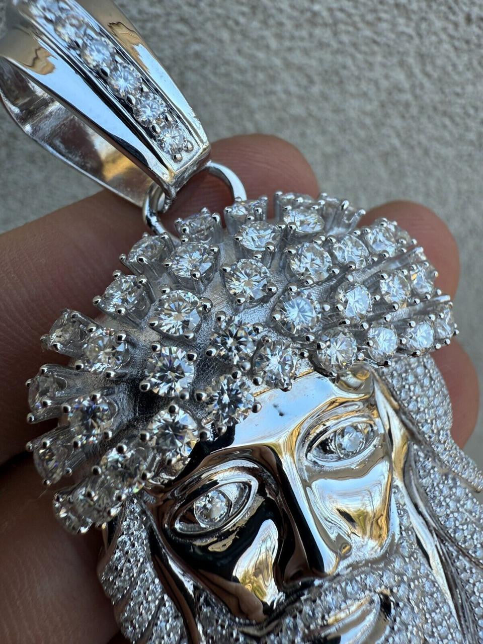 Italiano Silver, Inc. MOISSANITE Tito Biggie Smalls Kufi Jesus Piece Pendant - 925 Silver - 3 Sizes 1"-2.5"