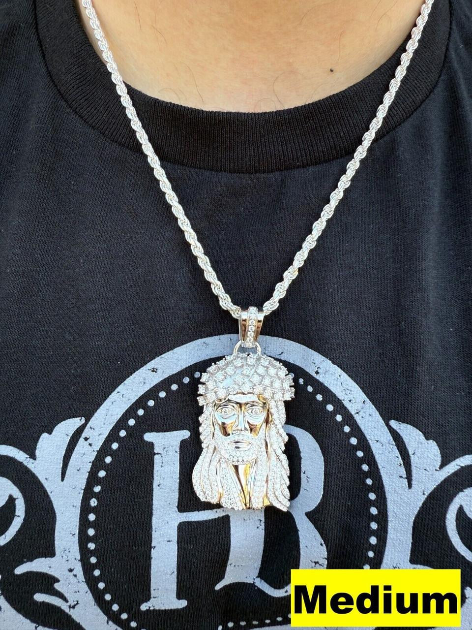 Italiano Silver, Inc. MOISSANITE Tito Biggie Smalls Kufi Jesus Piece Pendant - 925 Silver - 3 Sizes 1"-2.5"