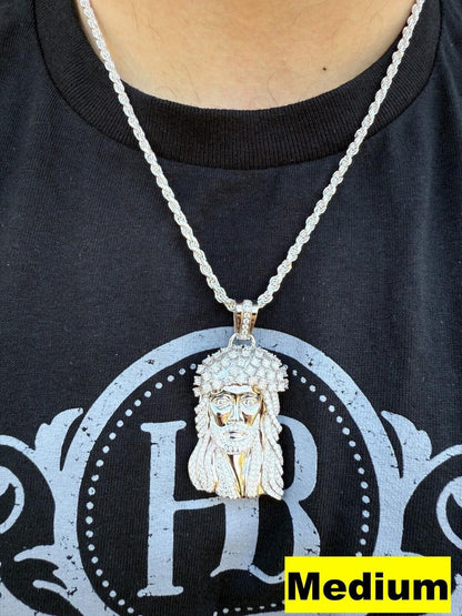 Italiano Silver, Inc. MOISSANITE Tito Biggie Smalls Kufi Jesus Piece Pendant - 925 Silver - 3 Sizes 1"-2.5"