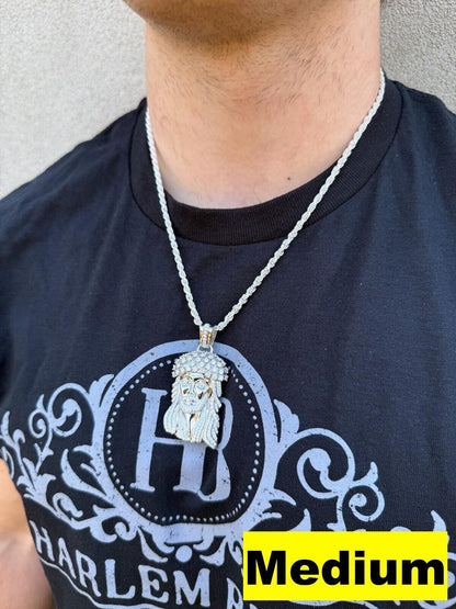 Italiano Silver, Inc. MOISSANITE Tito Biggie Smalls Kufi Jesus Piece Pendant - 925 Silver - 3 Sizes 1"-2.5"