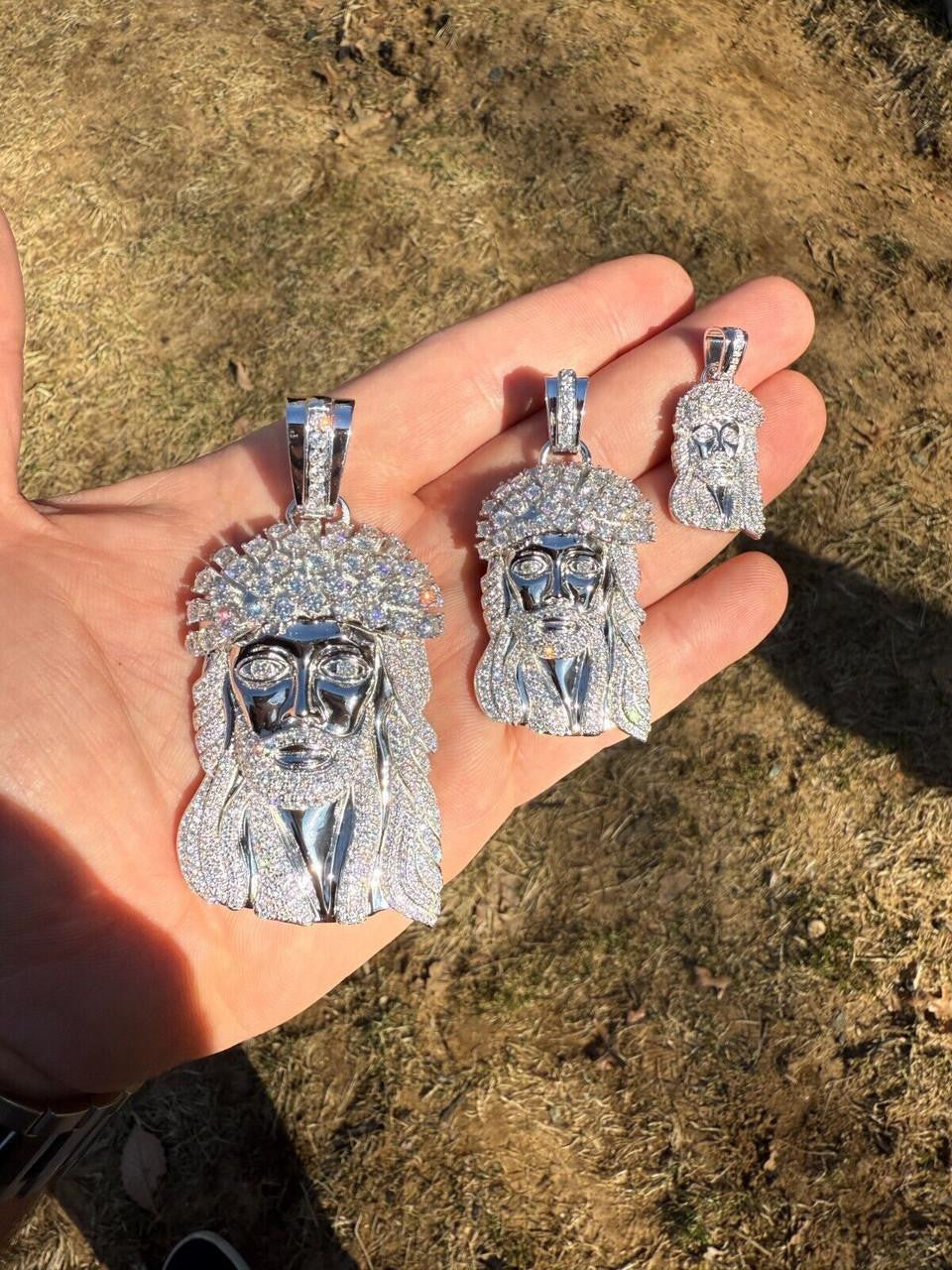 Italiano Silver, Inc. MOISSANITE Tito Biggie Smalls Kufi Jesus Piece Pendant - 925 Silver - 3 Sizes 1"-2.5"