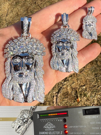 Italiano Silver, Inc. MOISSANITE Tito Biggie Smalls Kufi Jesus Piece Pendant - 925 Silver - 3 Sizes 1"-2.5"