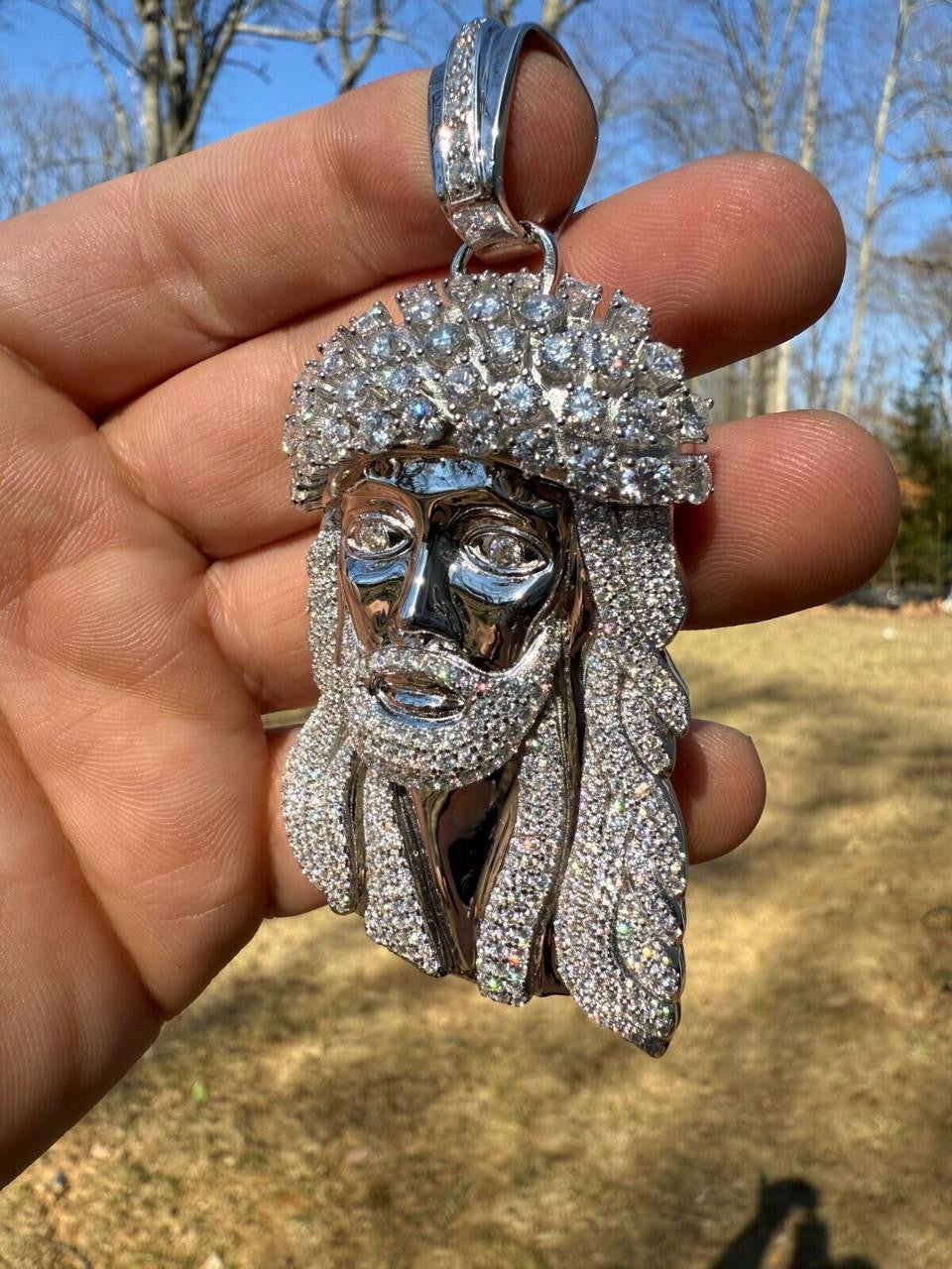 Italiano Silver, Inc. MOISSANITE Tito Biggie Smalls Kufi Jesus Piece Pendant - 925 Silver - 3 Sizes 1"-2.5"