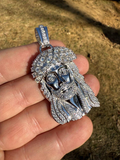 Italiano Silver, Inc. MOISSANITE Tito Biggie Smalls Kufi Jesus Piece Pendant - 925 Silver - 3 Sizes 1"-2.5"
