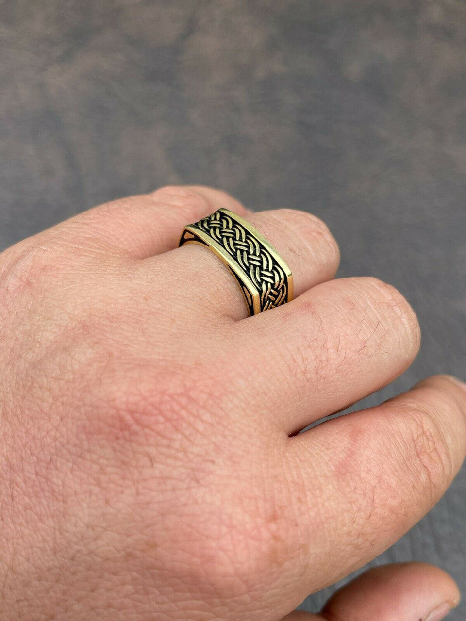 Italiano Silver, Inc Real 14k Gold and Solid 925 Sterling Silver Men Plain Ring Wedding Square Band 9mm