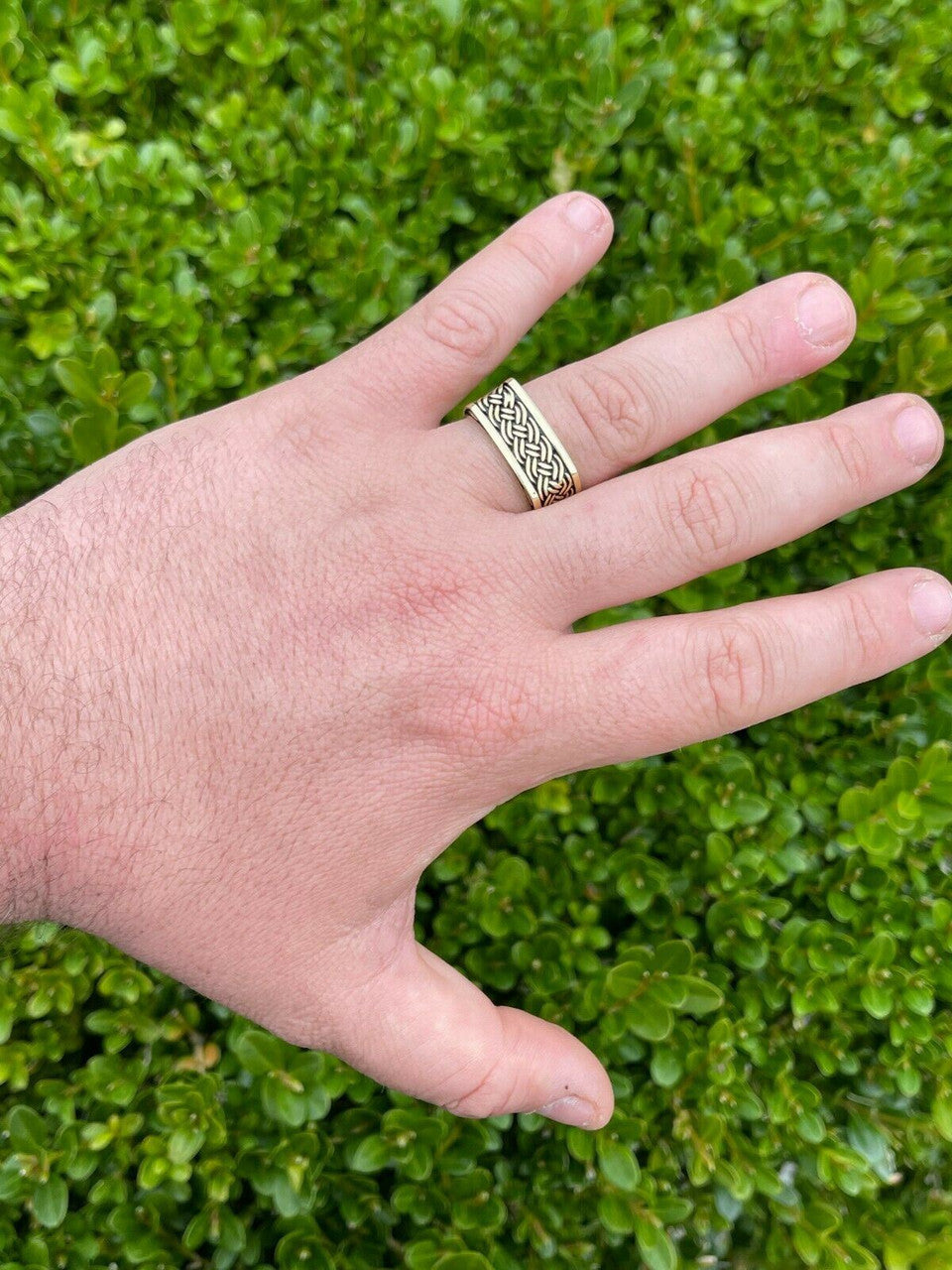 Italiano Silver, Inc Real 14k Gold and Solid 925 Sterling Silver Men Plain Ring Wedding Square Band 9mm