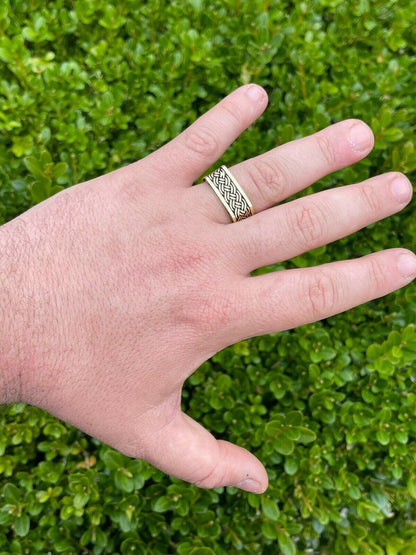 Italiano Silver, Inc Real 14k Gold and Solid 925 Sterling Silver Men Plain Ring Wedding Square Band 9mm