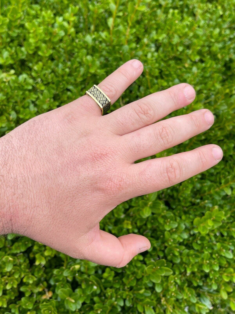 Italiano Silver, Inc Real 14k Gold and Solid 925 Sterling Silver Men Plain Ring Wedding Square Band 9mm