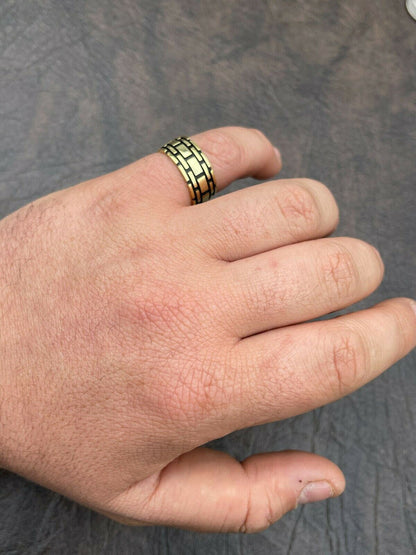 Italiano Silver, Inc Real 14k Gold and Solid 925 Sterling Silver Mens Plain Ring Wedding Band Size 7-13