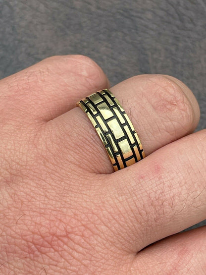 Italiano Silver, Inc Real 14k Gold and Solid 925 Sterling Silver Mens Plain Ring Wedding Band Size 7-13