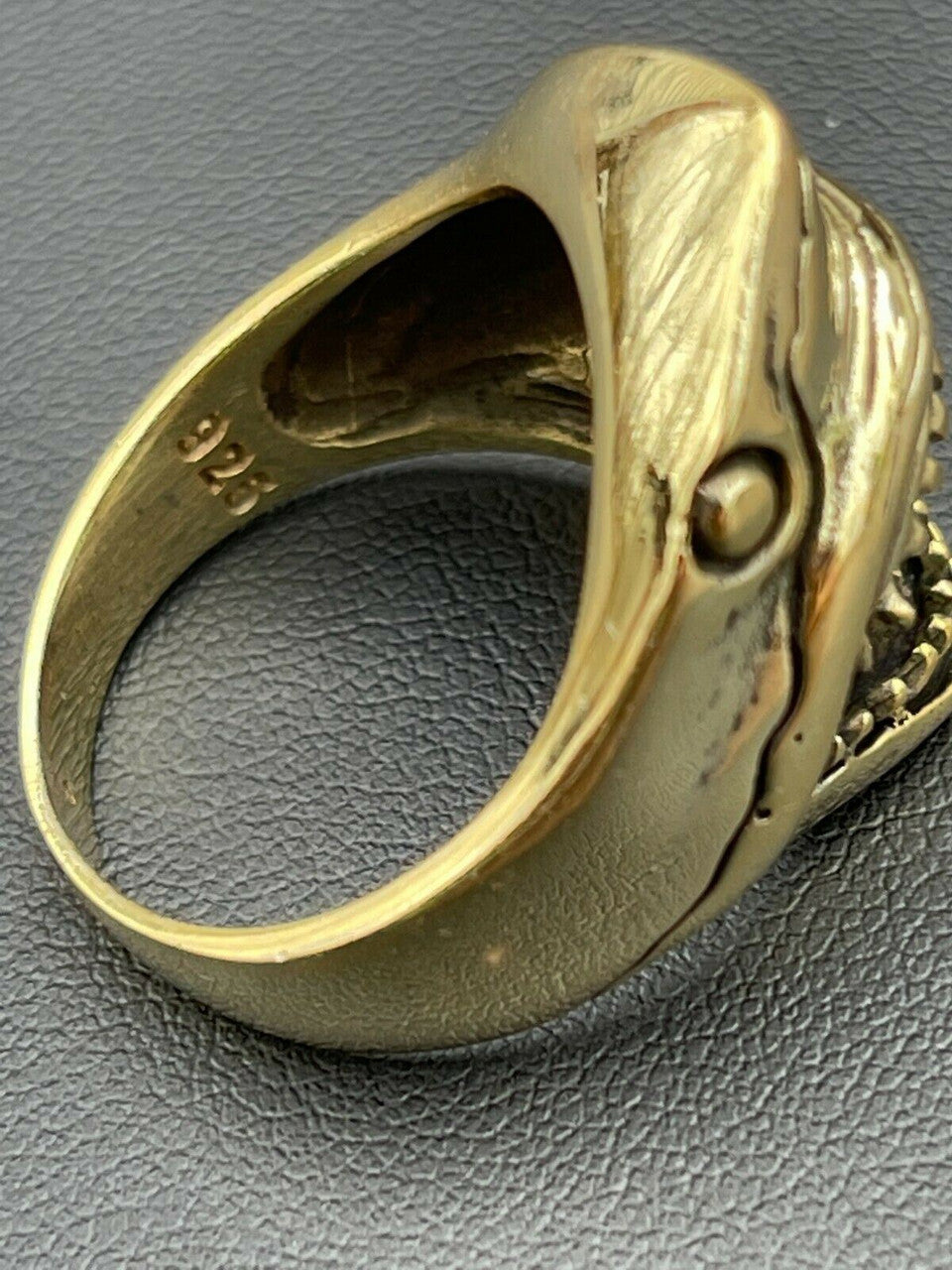 Italiano Silver, Inc Real 14k Gold Over 925 Sterling Silver Mens Great White Shark Teeth JAWS Ring