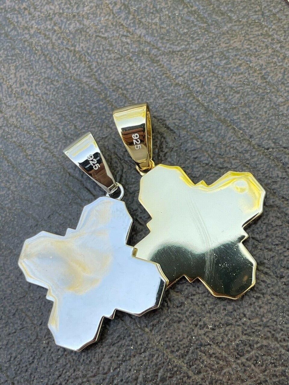 Italiano Silver, Inc Real 925 Silver Gold Four 4 Way Catholic Cross Pendant Mens Miraculous Necklace