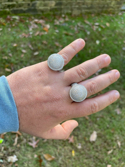 Italiano Silver, Inc Real 925 Sterling Silver Round 3D Mens Diamond Pinky Ring Iced Bling Jewelry