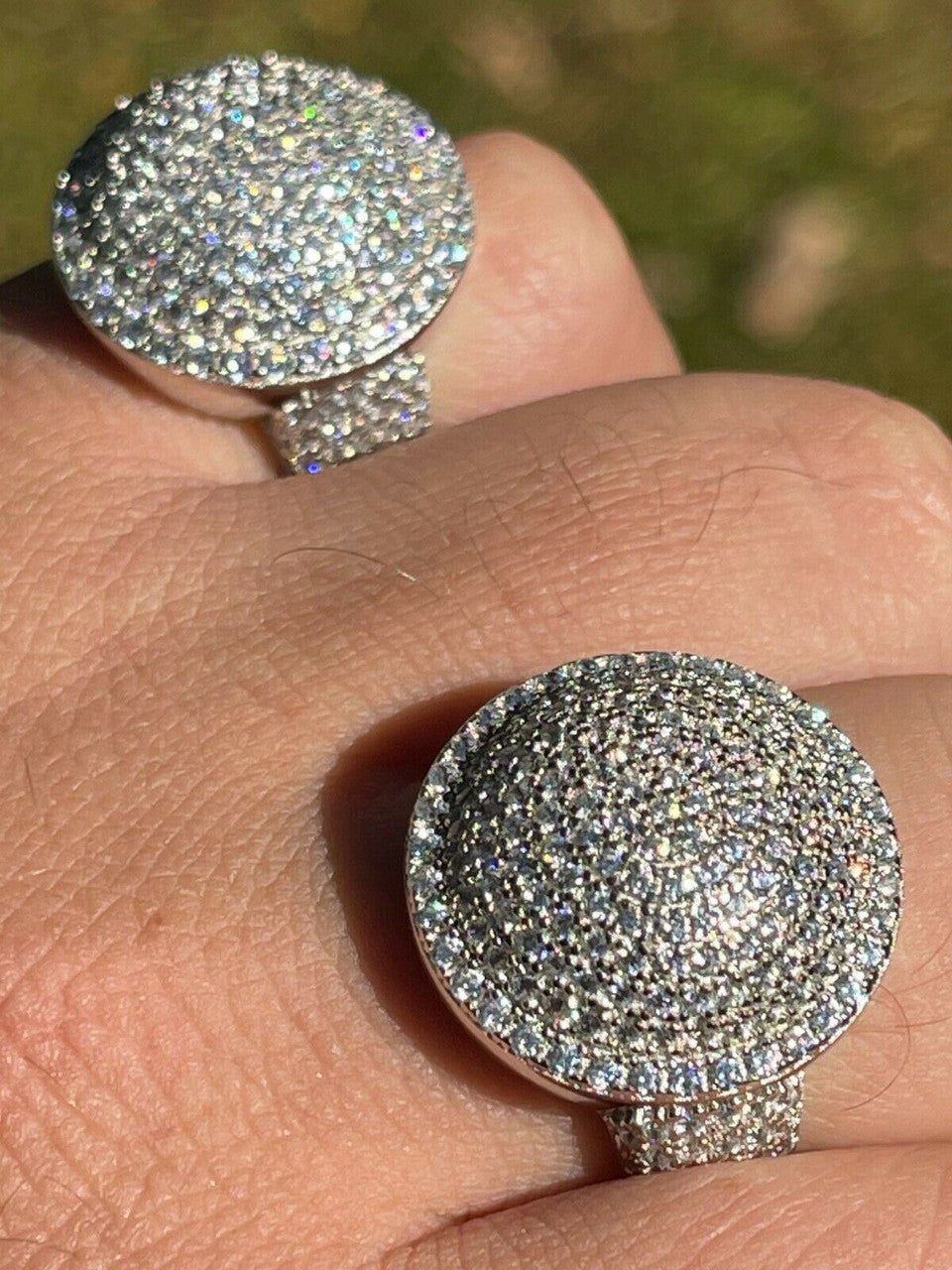 Italiano Silver, Inc Real 925 Sterling Silver Round 3D Mens Diamond Pinky Ring Iced Bling Jewelry