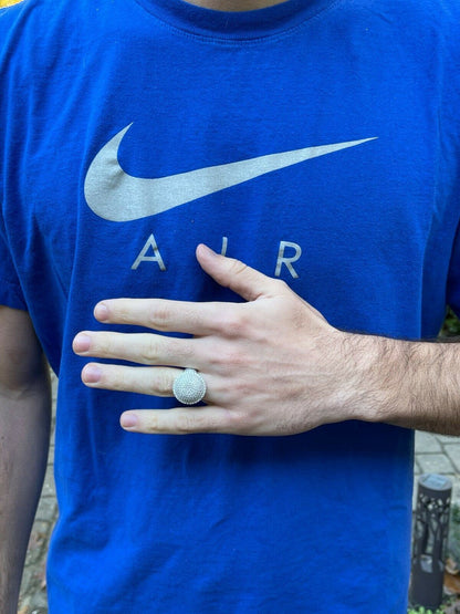 Italiano Silver, Inc Real 925 Sterling Silver Round 3D Mens Diamond Pinky Ring Iced Bling Jewelry