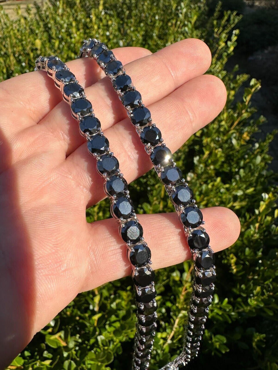 Italiano Silver, Inc. Real Black MOISSANITE 5mm Tennis Chain 925 Silver Iced Necklace Pass Tester