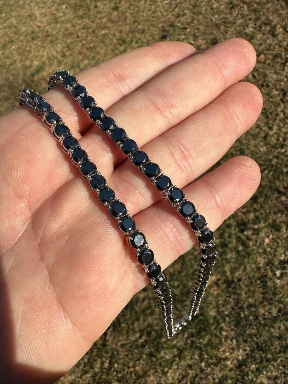 Italiano Silver, Inc. Real Black MOISSANITE 5mm Tennis Chain 925 Silver Iced Necklace Pass Tester