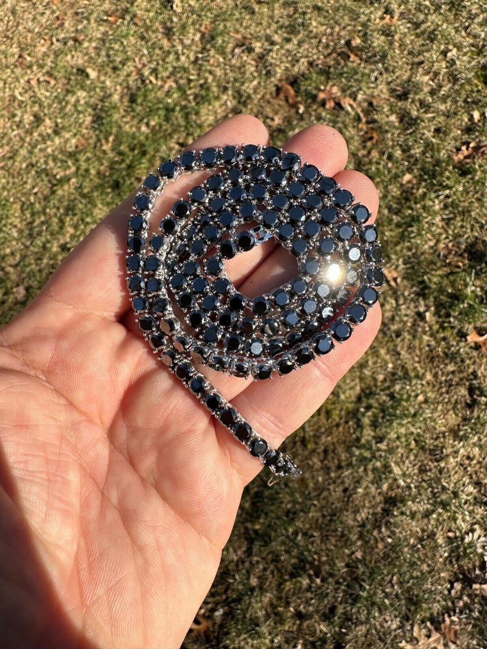 Italiano Silver, Inc. Real Black MOISSANITE 5mm Tennis Chain 925 Silver Iced Necklace Pass Tester