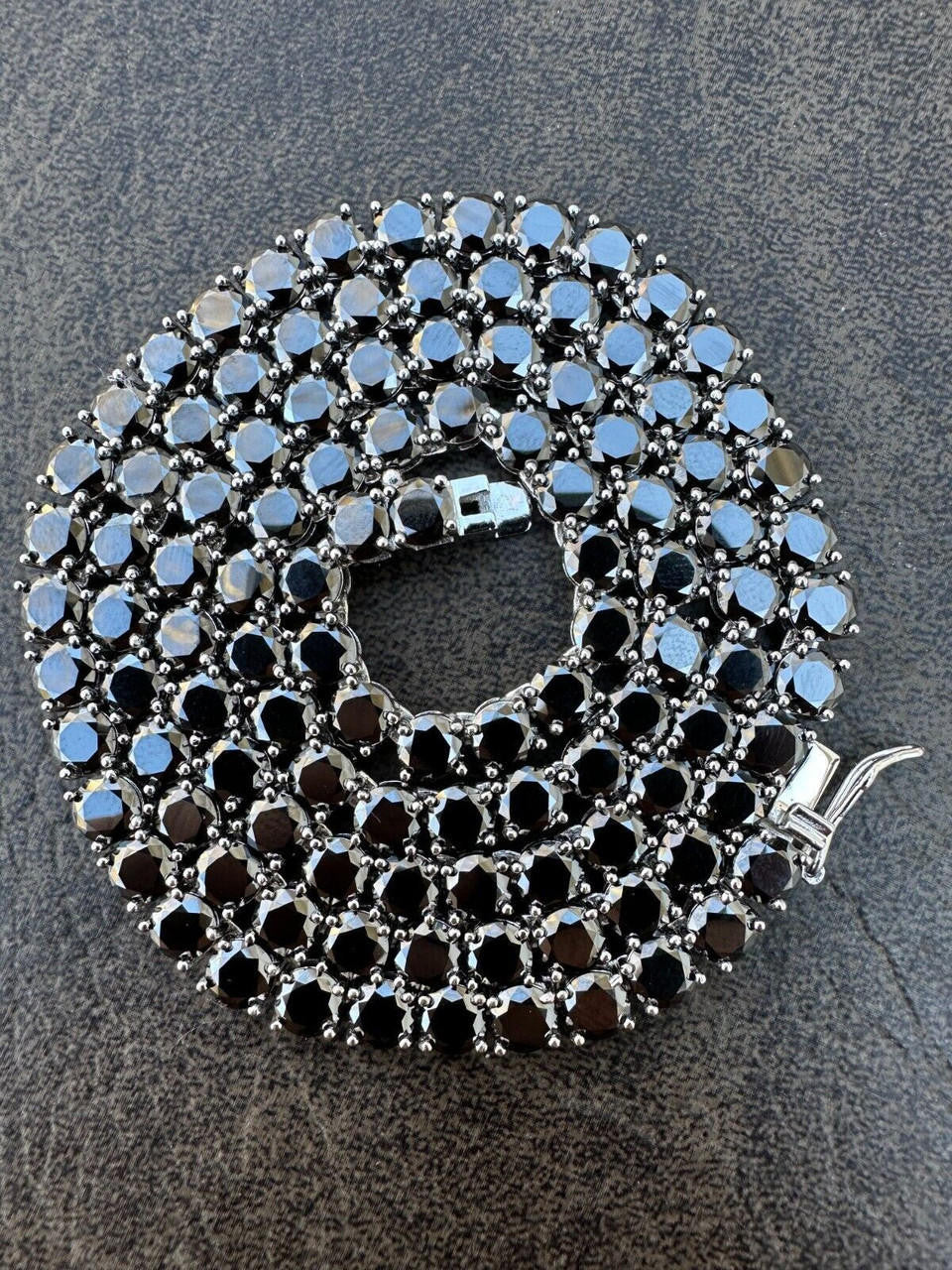 Italiano Silver, Inc. Real Black MOISSANITE 5mm Tennis Chain 925 Silver Iced Necklace Pass Tester