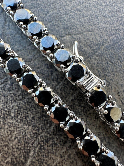 Italiano Silver, Inc. Real Black MOISSANITE 5mm Tennis Chain 925 Silver Iced Necklace Pass Tester