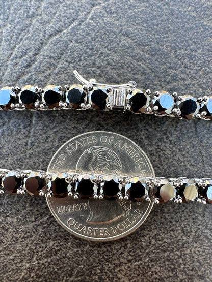 Italiano Silver, Inc. Real Black MOISSANITE 5mm Tennis Chain 925 Silver Iced Necklace Pass Tester