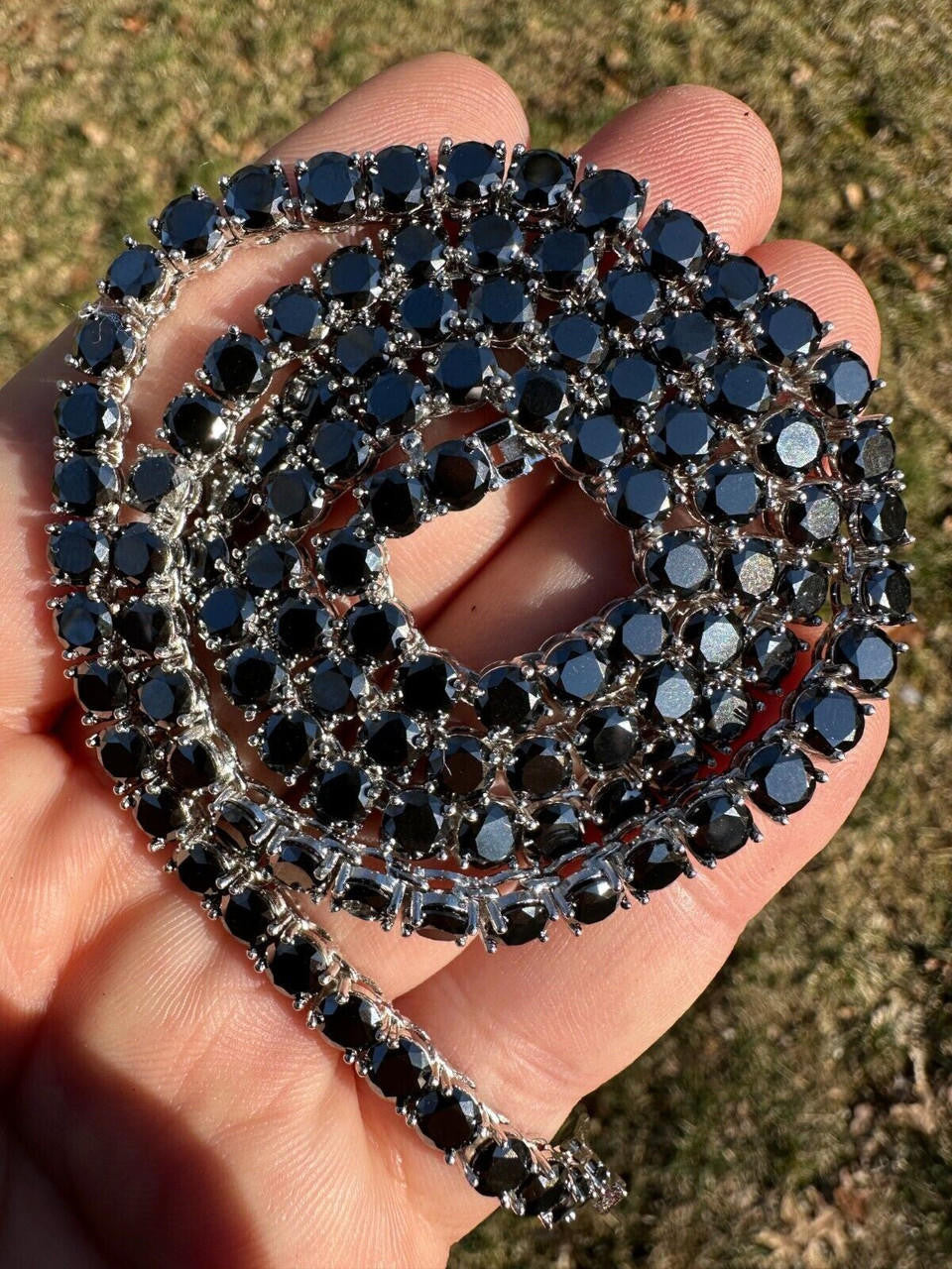 Italiano Silver, Inc. Real Black MOISSANITE 5mm Tennis Chain 925 Silver Iced Necklace Pass Tester