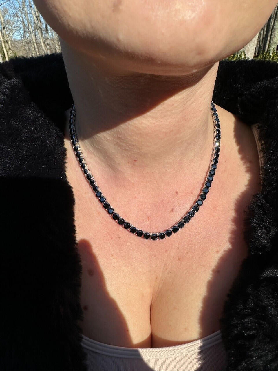 Italiano Silver, Inc. Real Black MOISSANITE 5mm Tennis Chain 925 Silver Iced Necklace Pass Tester