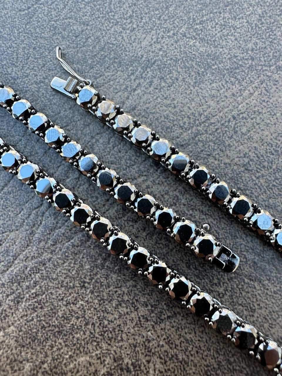 Italiano Silver, Inc. Real Black MOISSANITE 5mm Tennis Chain Black Rhodium 925 Silver Iced Necklace