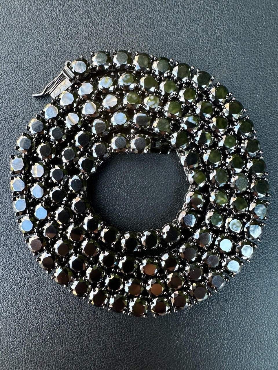 Italiano Silver, Inc. Real Black MOISSANITE 5mm Tennis Chain Black Rhodium 925 Silver Iced Necklace