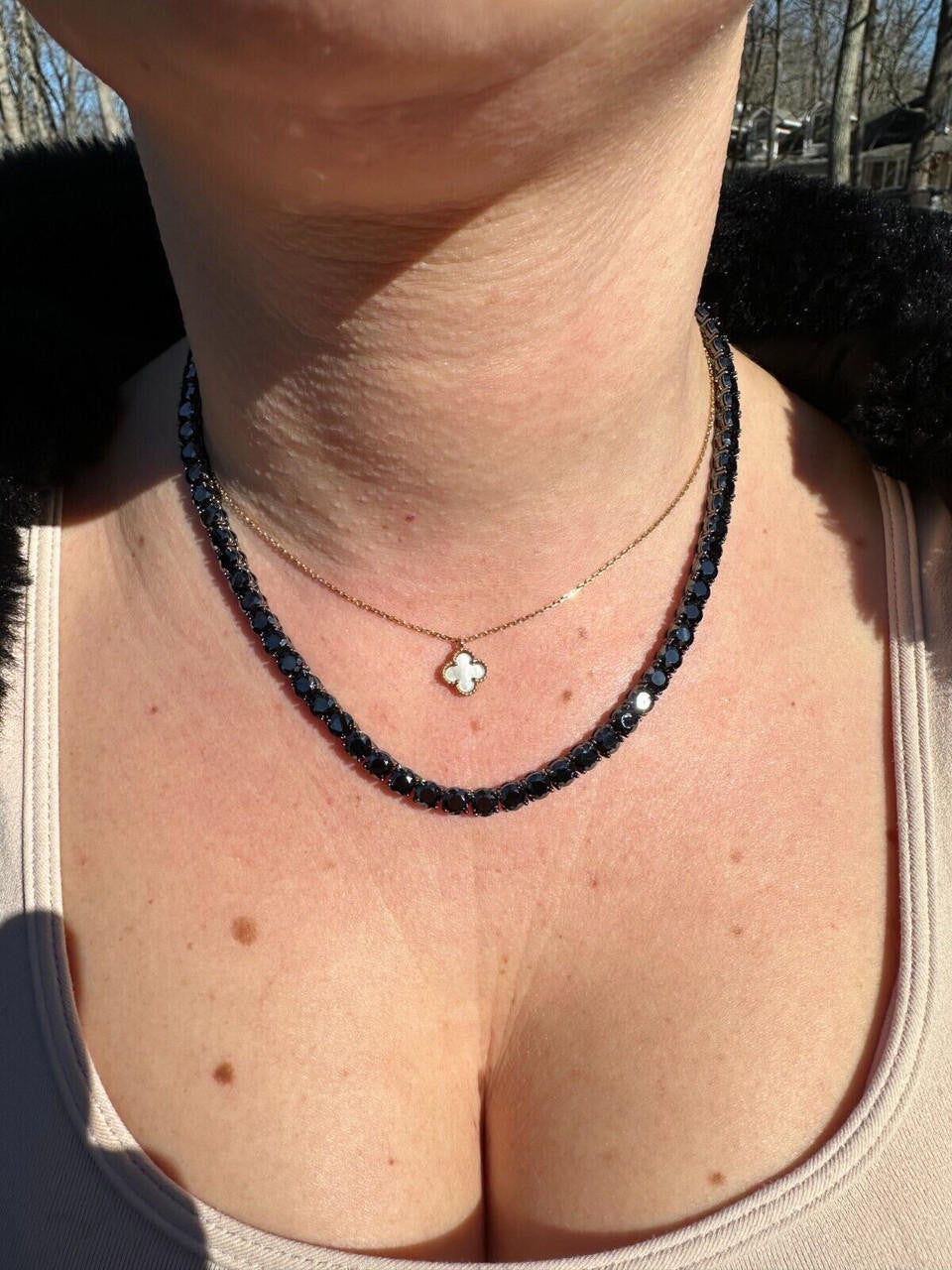 Italiano Silver, Inc. Real Black MOISSANITE 5mm Tennis Chain Black Rhodium 925 Silver Iced Necklace