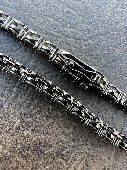 Italiano Silver, Inc. Real Black MOISSANITE 5mm Tennis Chain Black Rhodium 925 Silver Iced Necklace