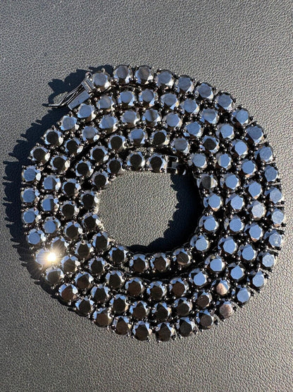 Italiano Silver, Inc. Real Black MOISSANITE 5mm Tennis Chain Black Rhodium 925 Silver Iced Necklace