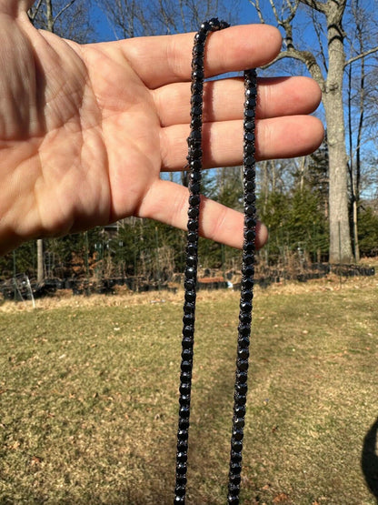 Italiano Silver, Inc. Real Black MOISSANITE 5mm Tennis Chain Black Rhodium 925 Silver Iced Necklace