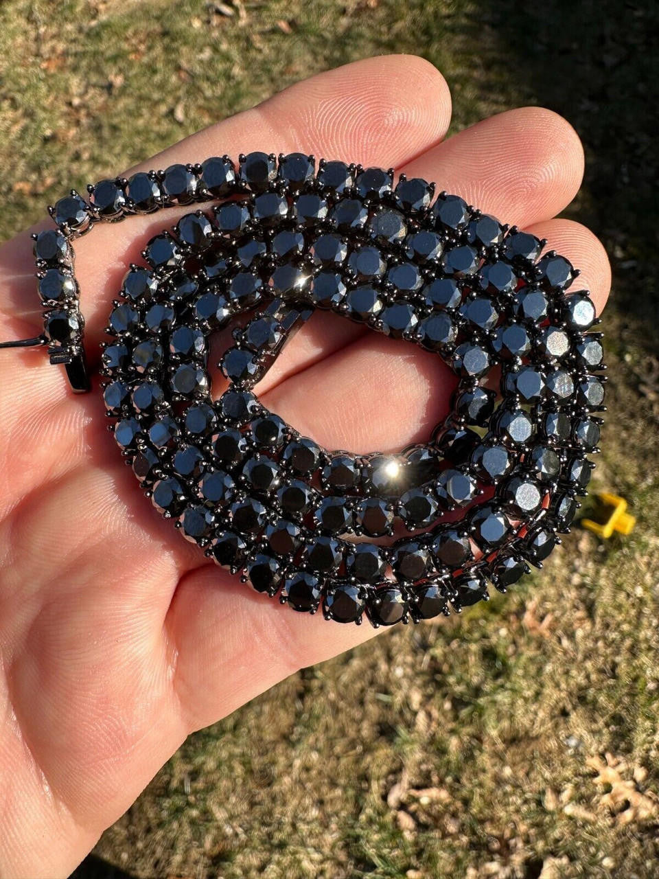 Italiano Silver, Inc. Real Black MOISSANITE 5mm Tennis Chain Black Rhodium 925 Silver Iced Necklace