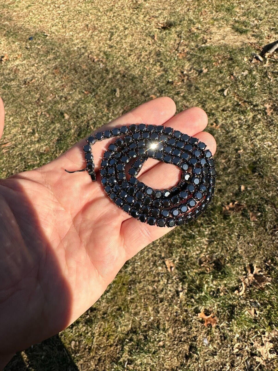 Italiano Silver, Inc. Real Black MOISSANITE 5mm Tennis Chain Black Rhodium 925 Silver Iced Necklace