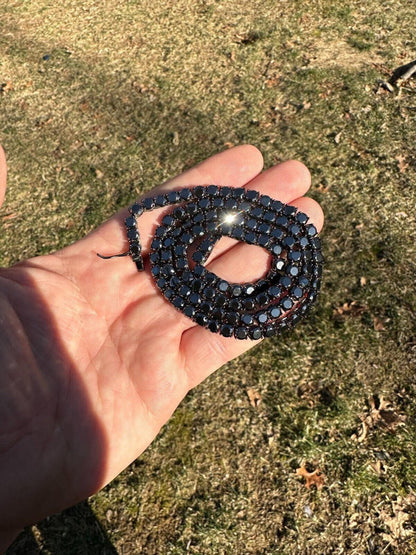 Italiano Silver, Inc. Real Black MOISSANITE 5mm Tennis Chain Black Rhodium 925 Silver Iced Necklace