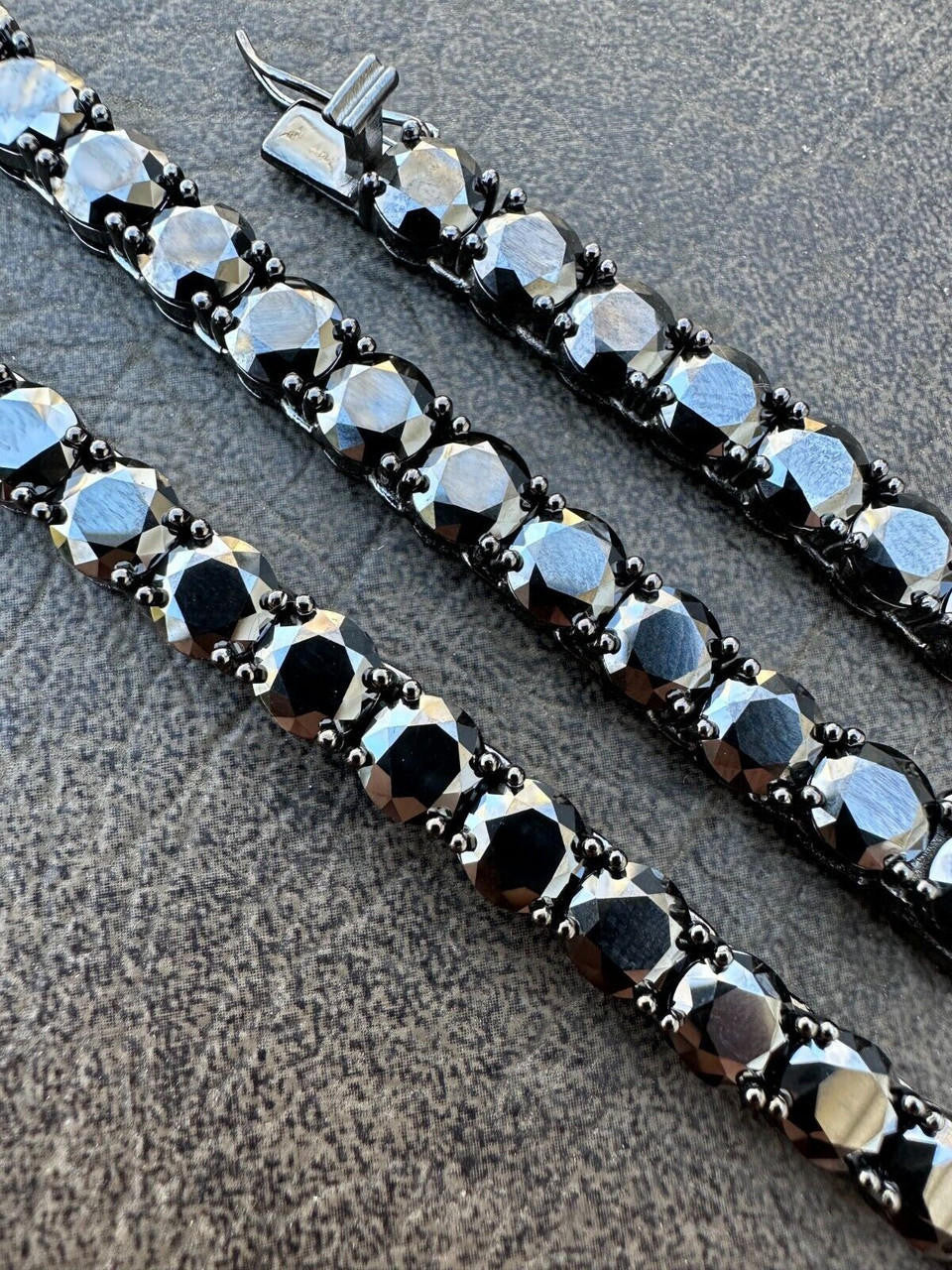 Italiano Silver, Inc. Real Black MOISSANITE 7mm Tennis Chain Black Rhodium 925 Silver Iced Necklace