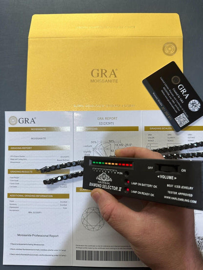 Italiano Silver, Inc. Real Black MOISSANITE 7mm Tennis Chain Black Rhodium 925 Silver Iced Necklace