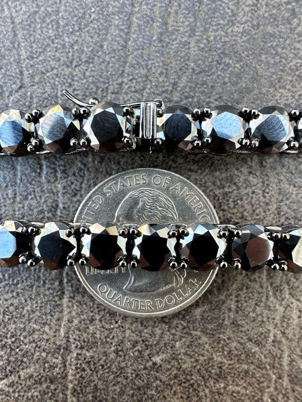 Italiano Silver, Inc. Real Black MOISSANITE 7mm Tennis Chain Black Rhodium 925 Silver Iced Necklace