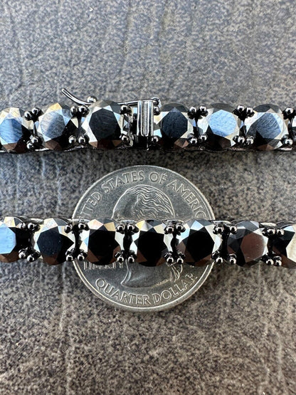 Italiano Silver, Inc. Real Black MOISSANITE 7mm Tennis Chain Black Rhodium 925 Silver Iced Necklace