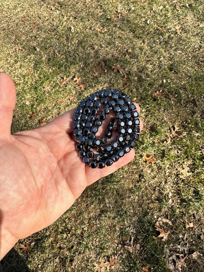 Italiano Silver, Inc. Real Black MOISSANITE 7mm Tennis Chain Black Rhodium 925 Silver Iced Necklace